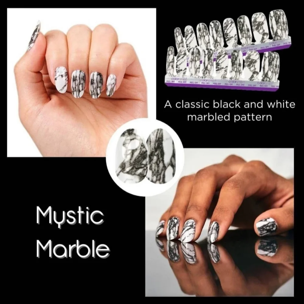 Color Street Mystic Marble Nail Strips - Black & White - Retired - Picture 3 of 3